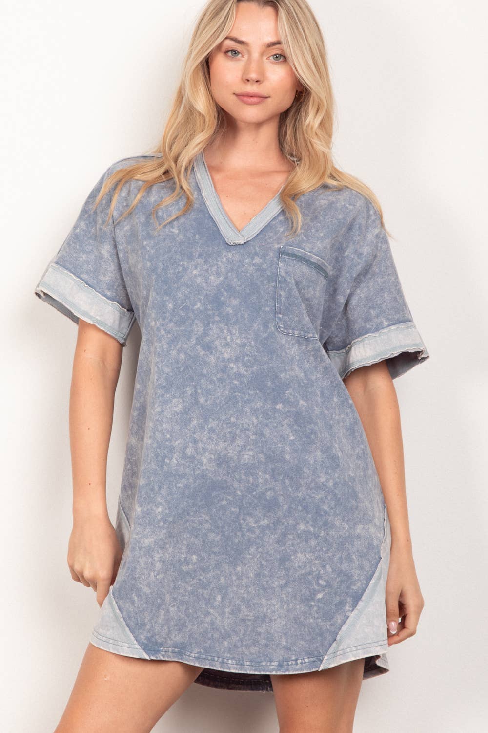 Oversized  Washed T-shirt Knit Mini Dress