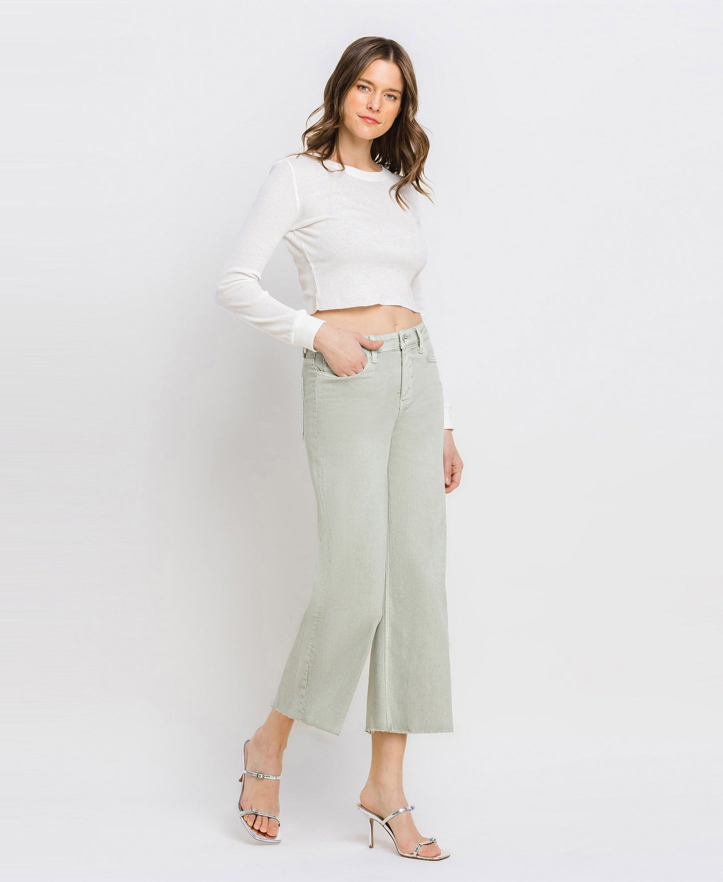 High Rise Crop Wide Leg Jeans