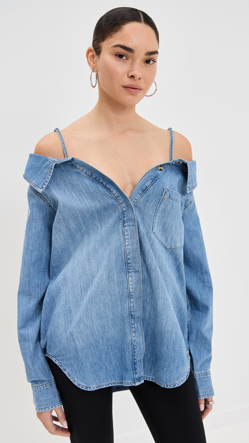 Denim Off Shoulder Shirt