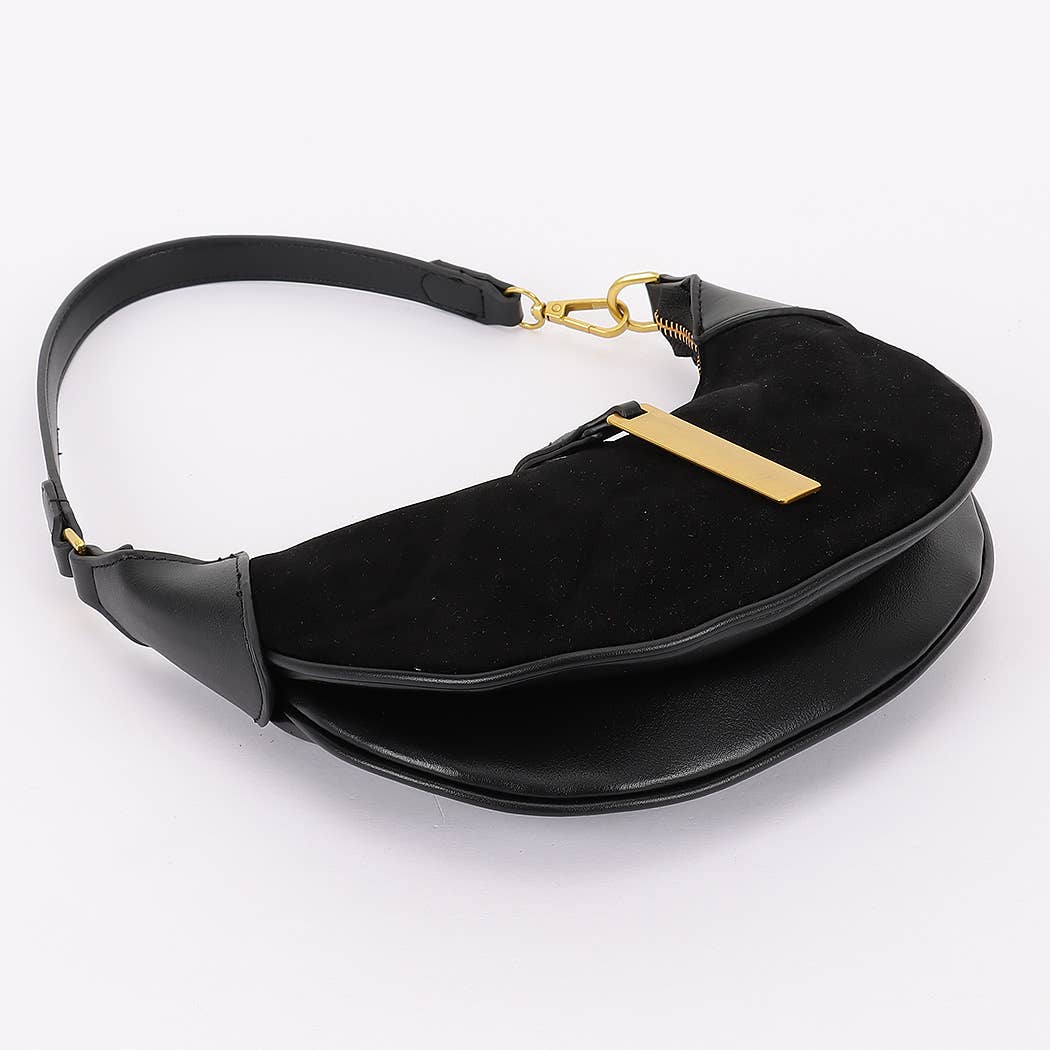Faux Suede Leather Hobo Bag