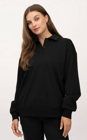 Yogalicious Cloud Plush Cozy Polo Sweatshirt