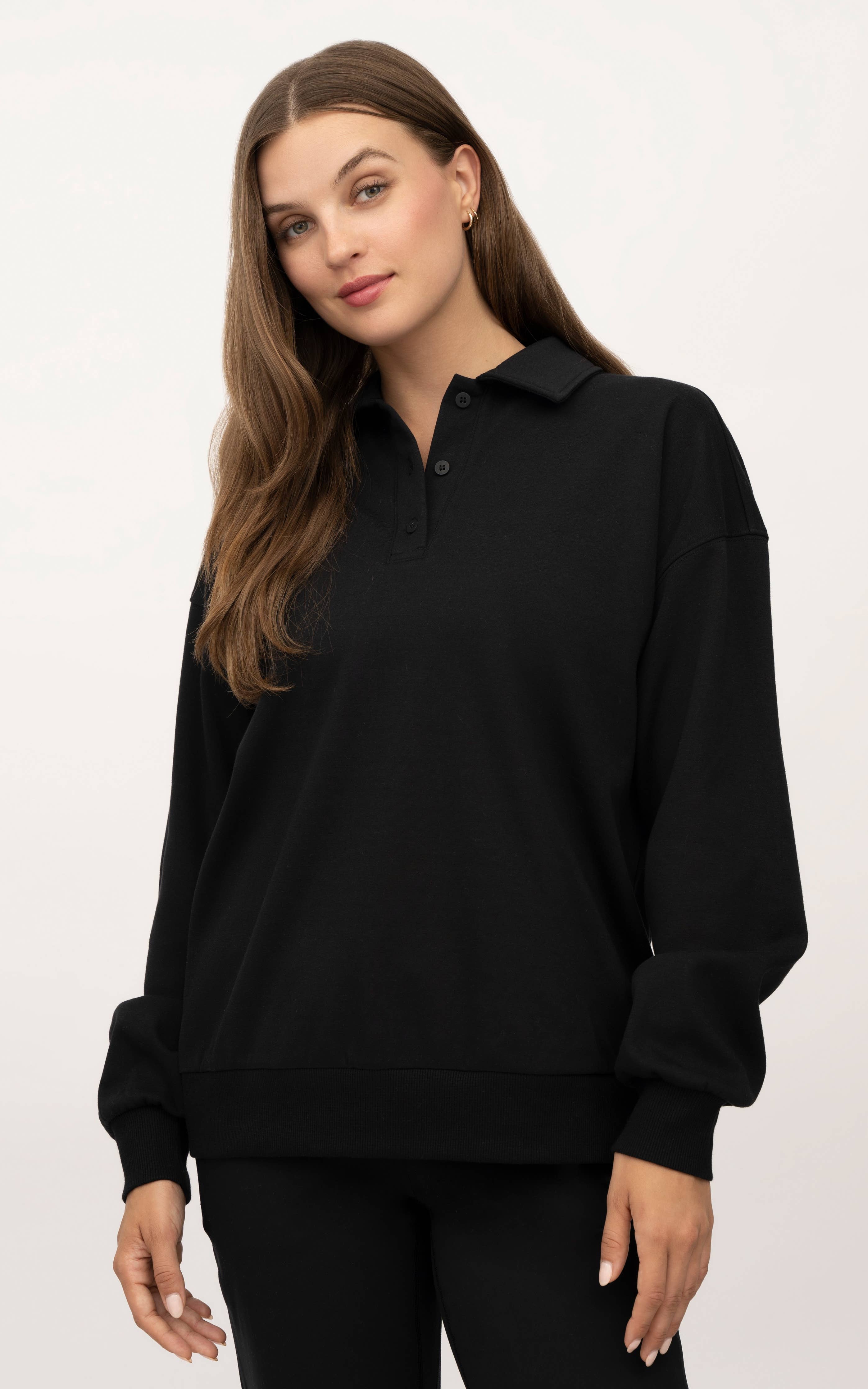 Yogalicious Cloud Plush Cozy Polo Sweatshirt