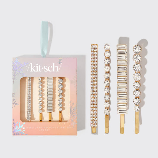 KITSCH - Holiday All Dressed up Rhinestone Bobby Pins 4pc Set