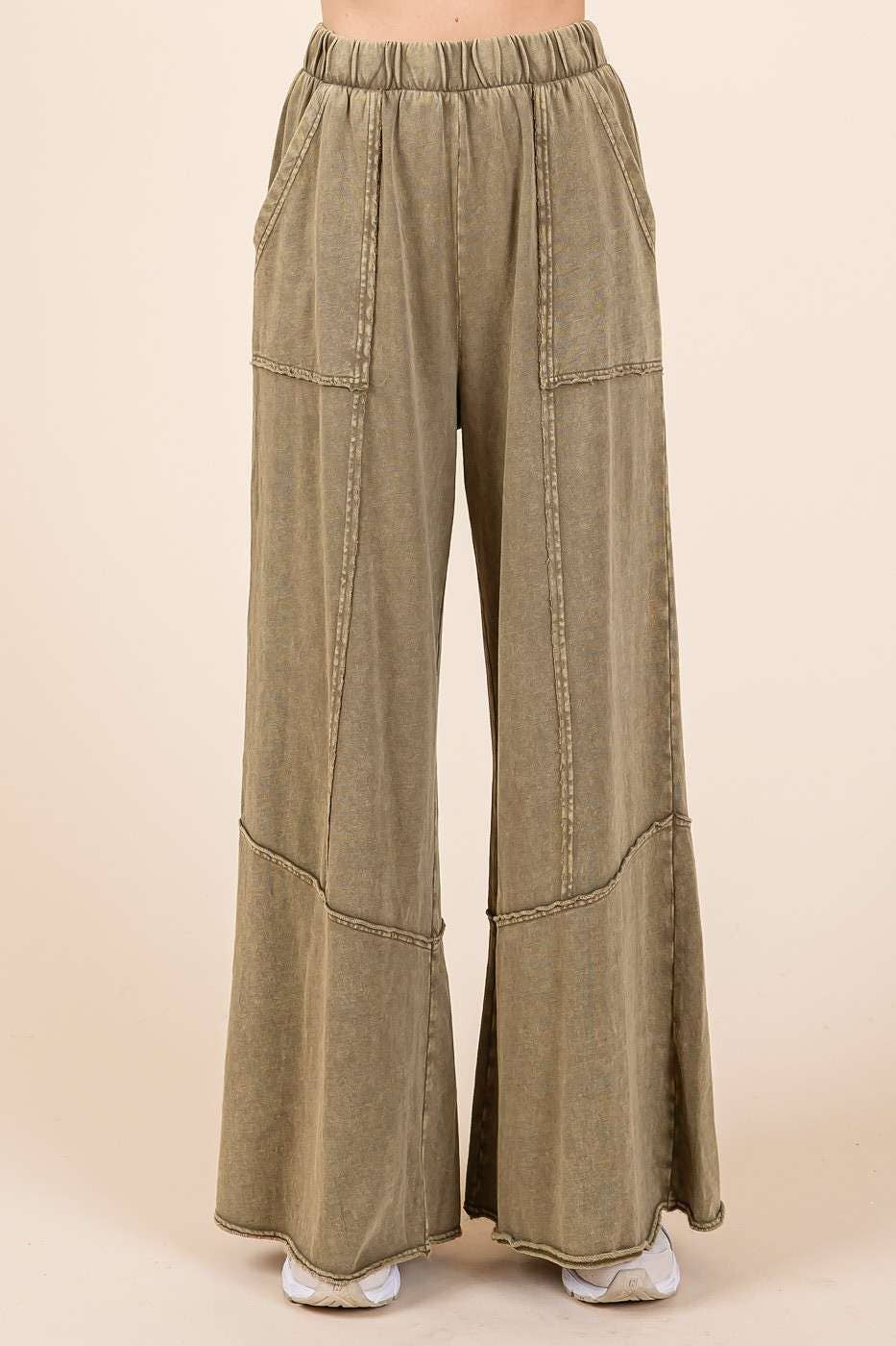 Mineral Wash Wide Flared Leg Lounge Pants