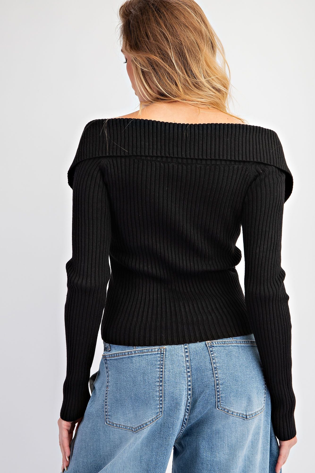 Zip Up Front Knit Sweater Top