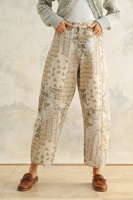 Multi Printed Barrel Pants