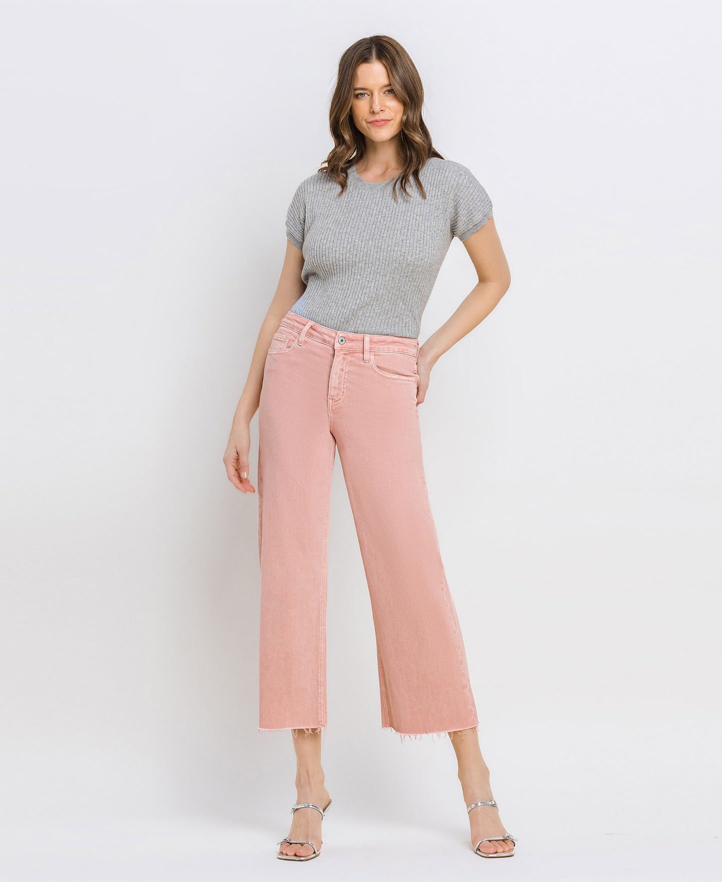 High Rise Crop Wide Leg Jeans