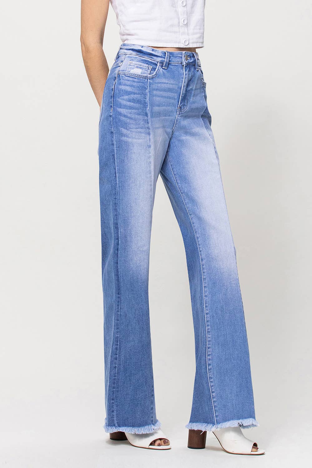 Flying Monkey - 90'S Vintage Super High Rise Double Panels Flare Jeans