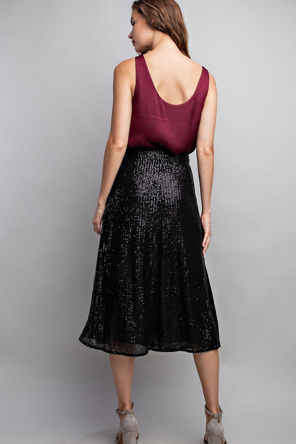 Glitter Flare Midi Skirt