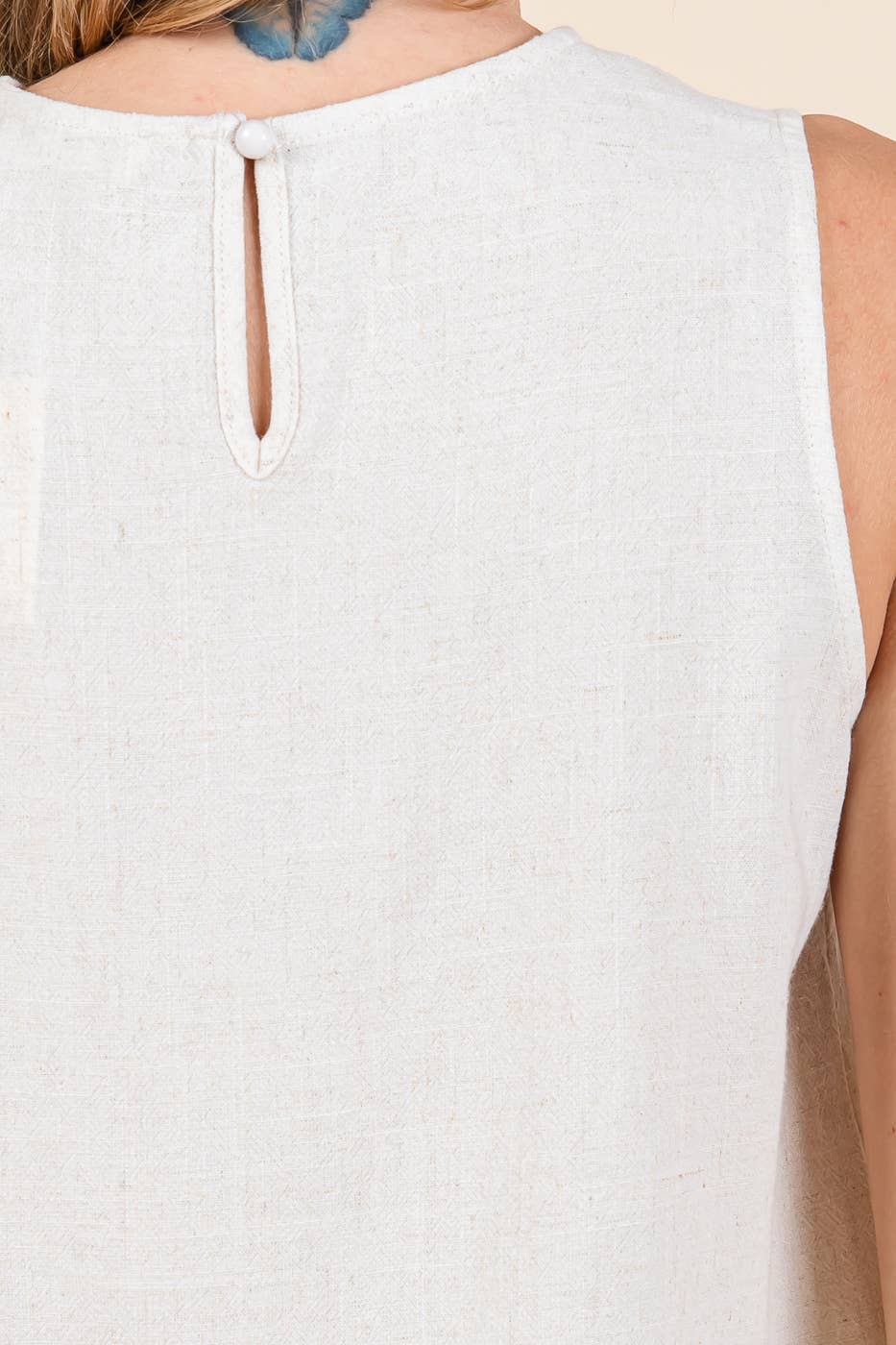 Linen Blend Crop Tank Top Pleated Pant Set