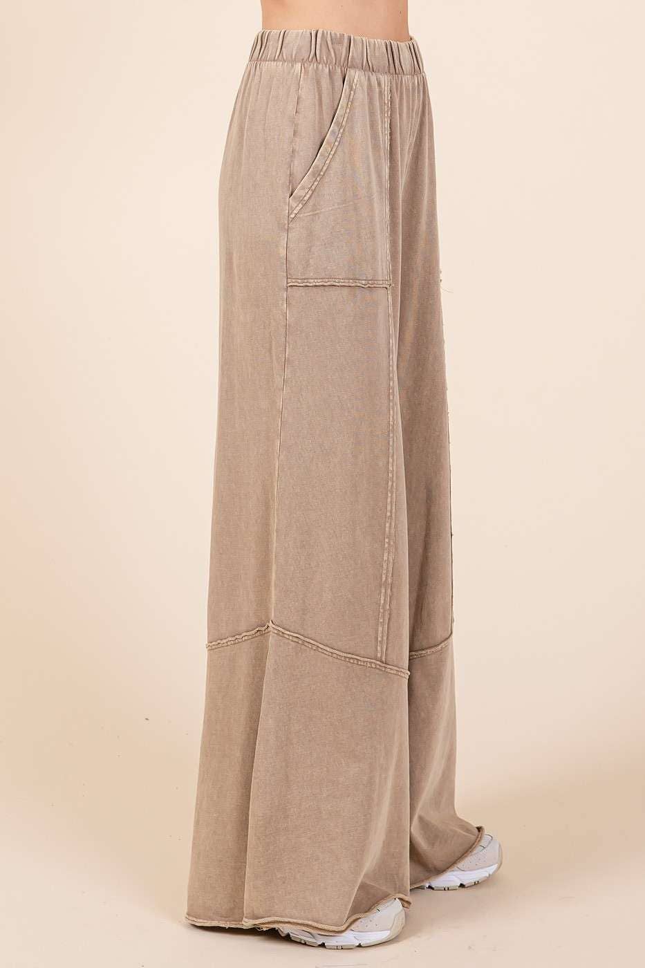 Mineral Wash Wide Flared Leg Lounge Pants