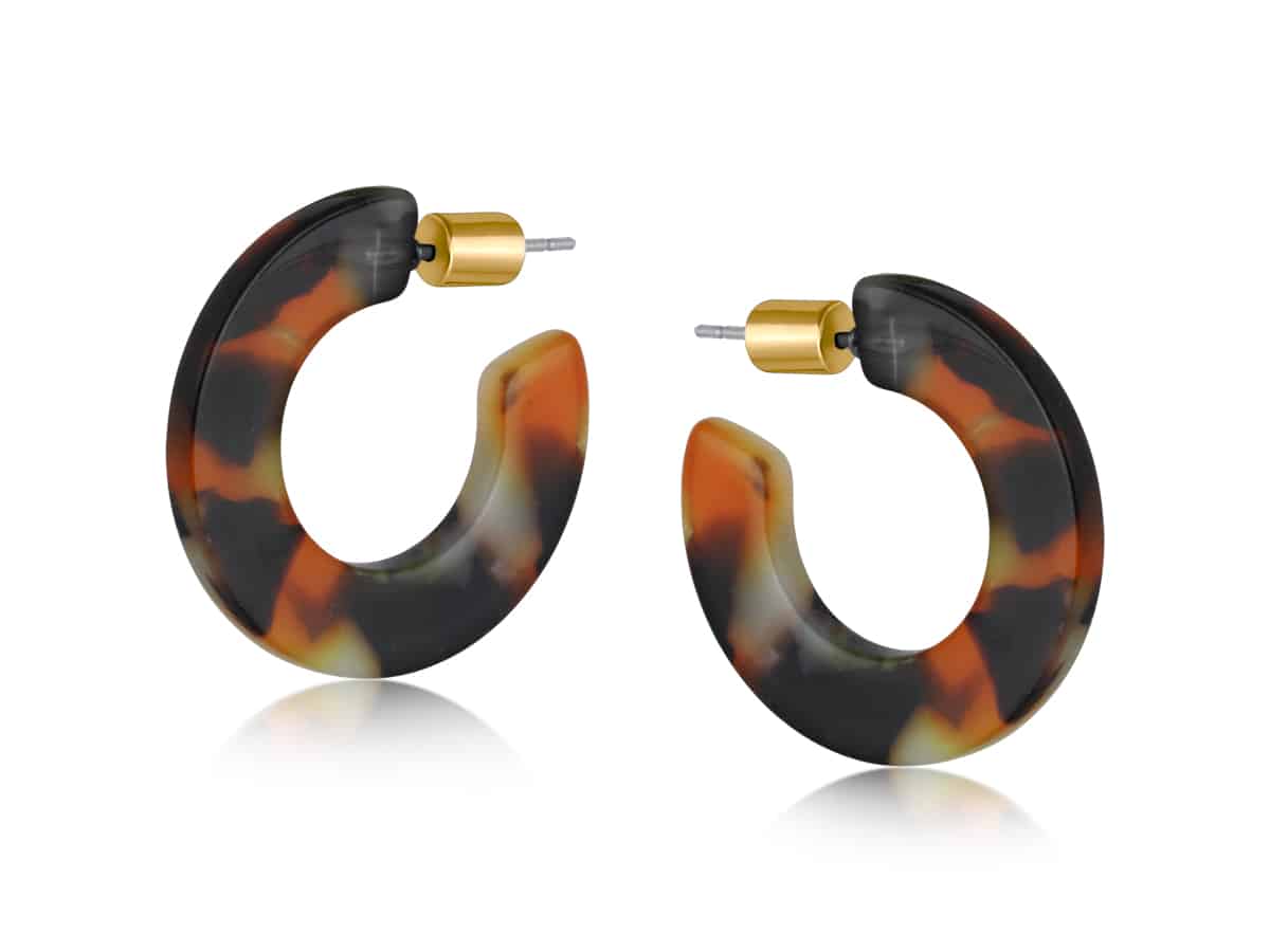 Hortense Flat Oval Resin Hoop Earrings