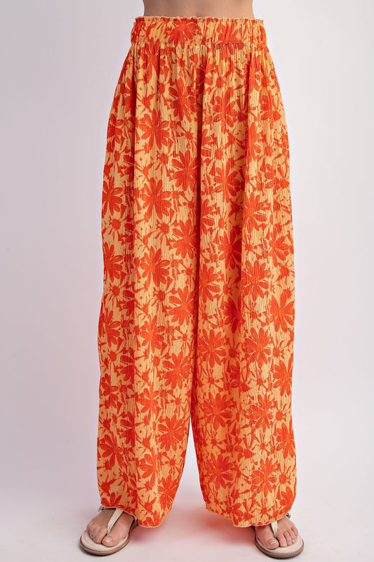 Printed Crinkle Woven Pants