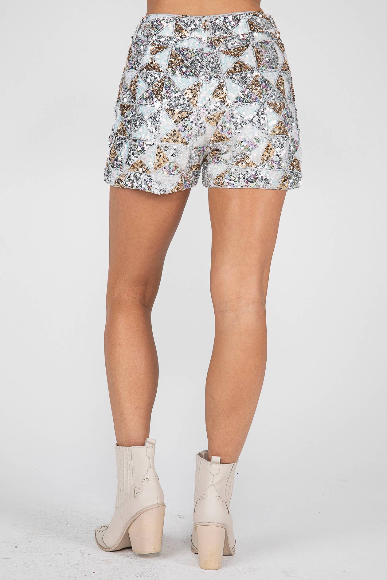 Sequin Shorts With 3" Inseam Zip Closure