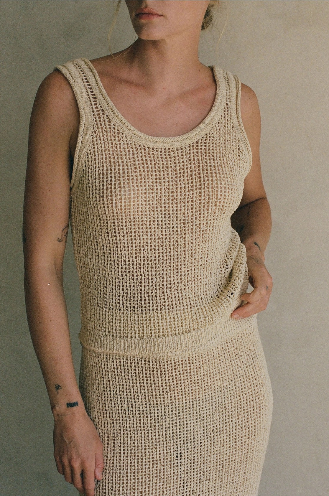 Knit Polyester Cotton Sweater Ribbed Tank