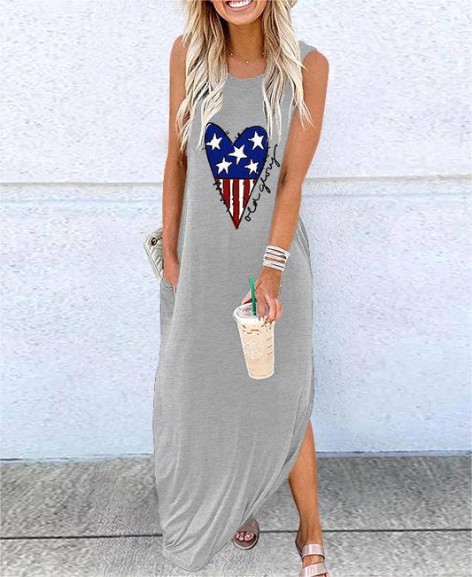 Fourth of July heart print pocket dress