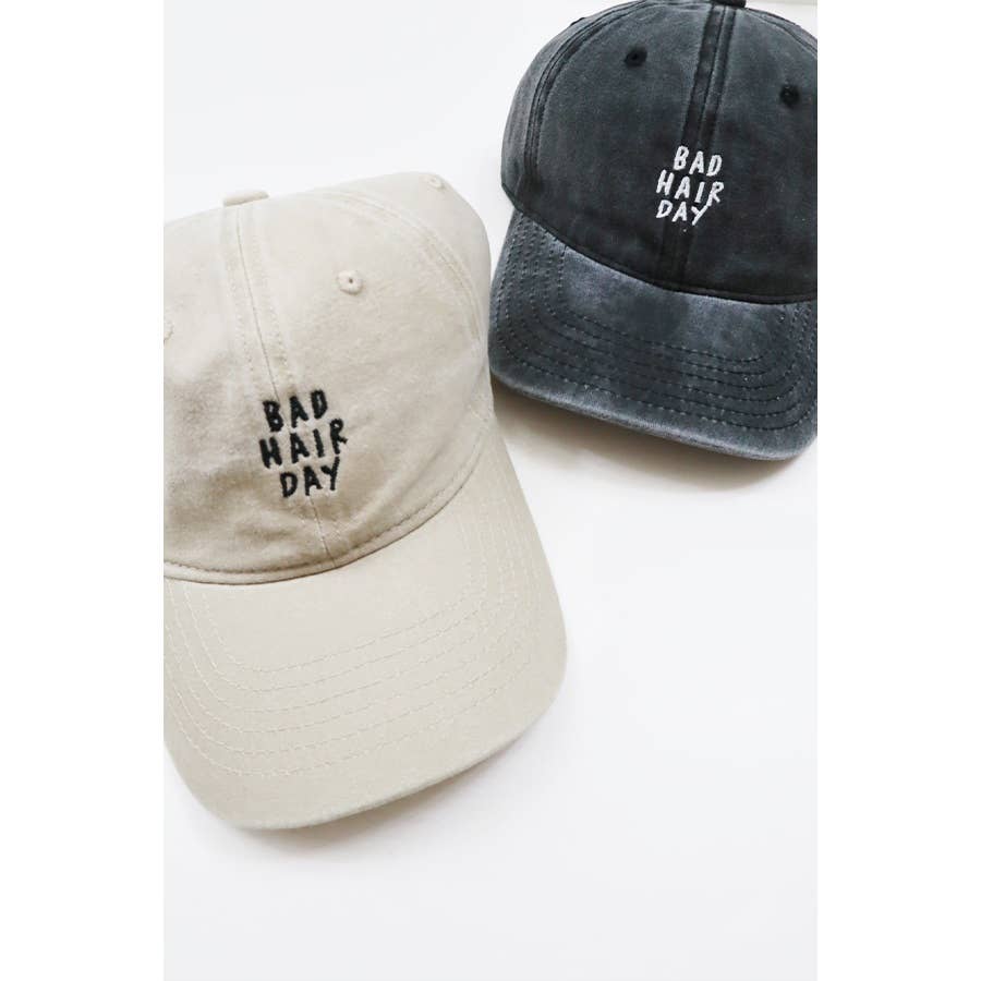 Bad Hair Day Embroidered Washed Baseball Cap