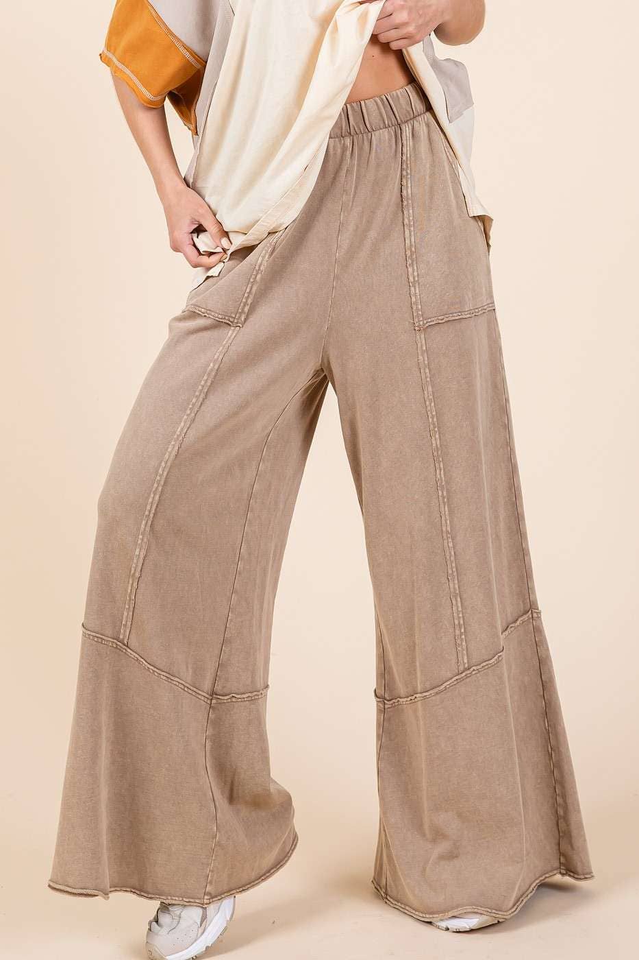 Mineral Wash Wide Flared Leg Lounge Pants