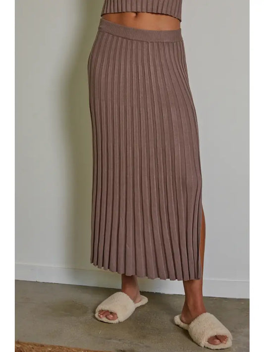 Knit Sweater Ribbed Midi Skirt