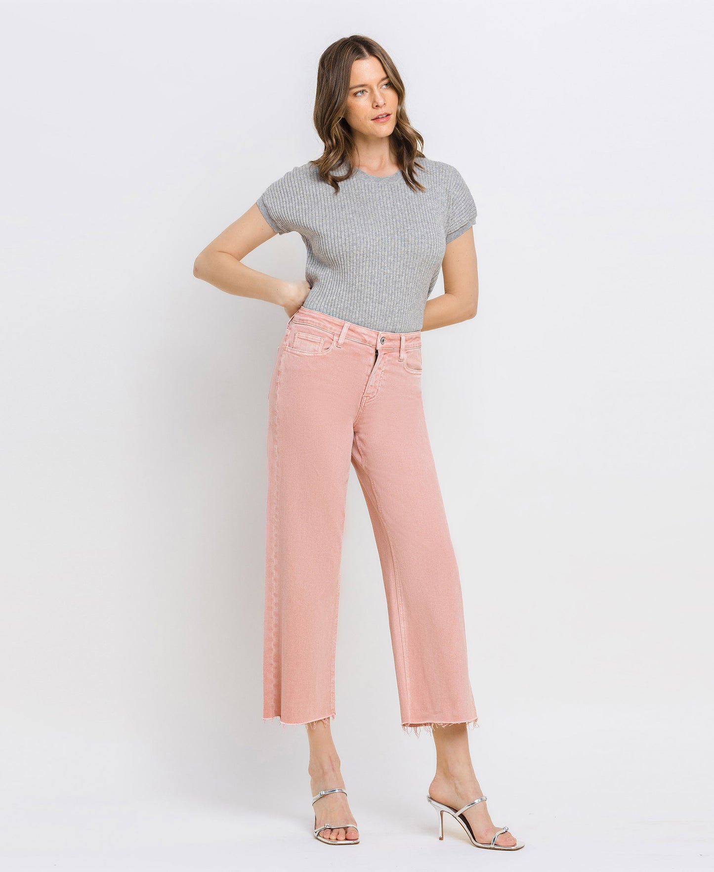 High Rise Crop Wide Leg Jeans