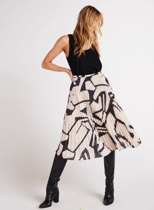 Knife Pleat Midi Skirt