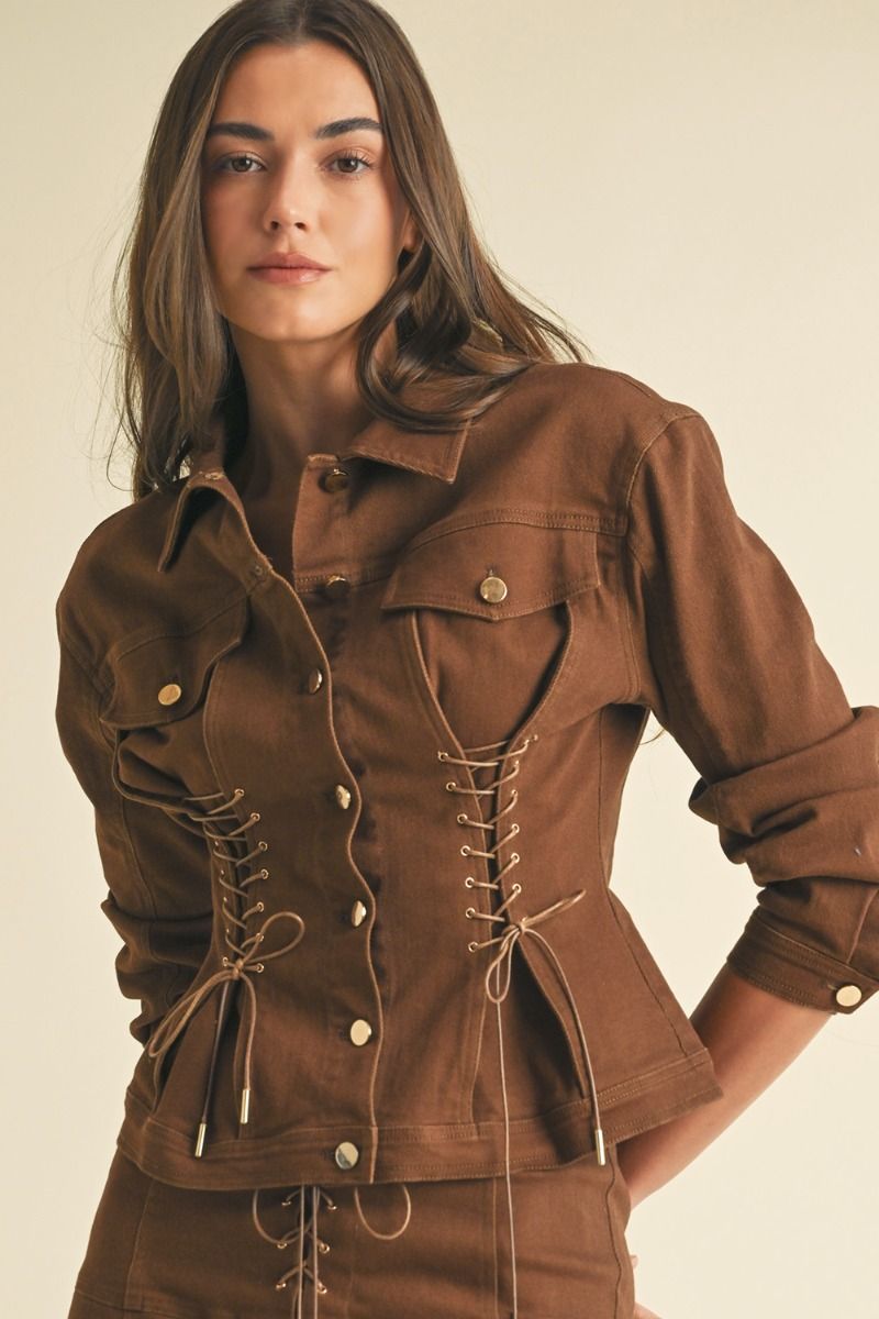 Lace-up Long Sleeve Jacket