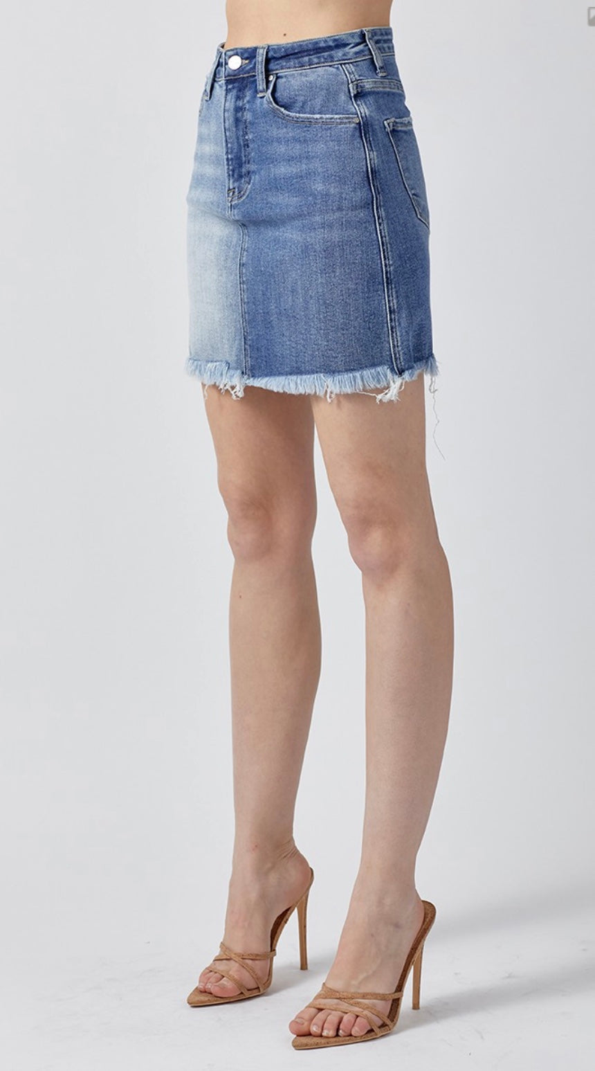 Two Tone Washed Mini Skirt