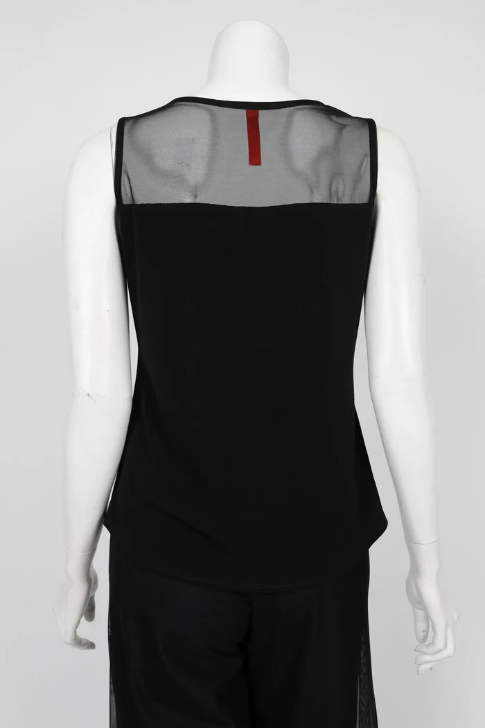 Mesh Shoulder Sleeveless Top