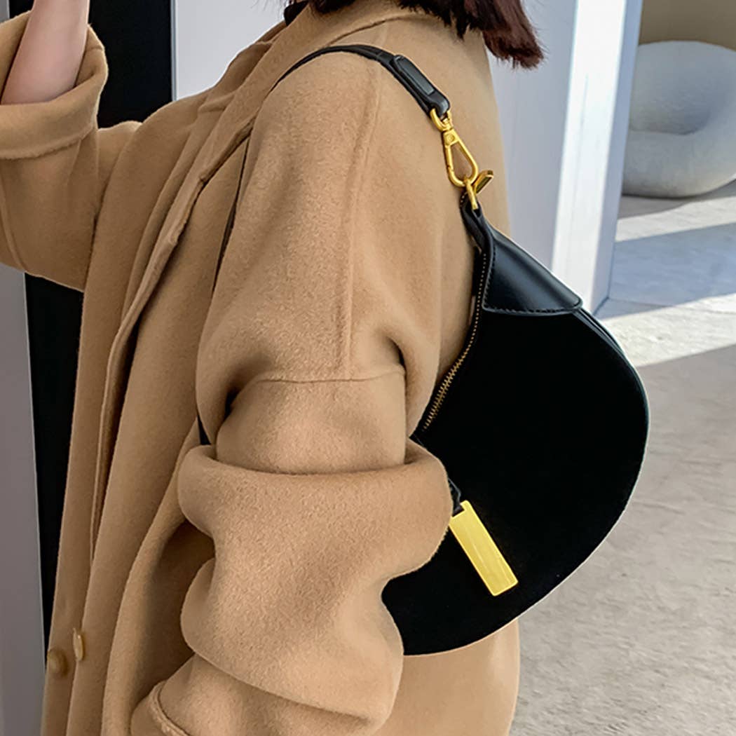 Faux Suede Leather Hobo Bag