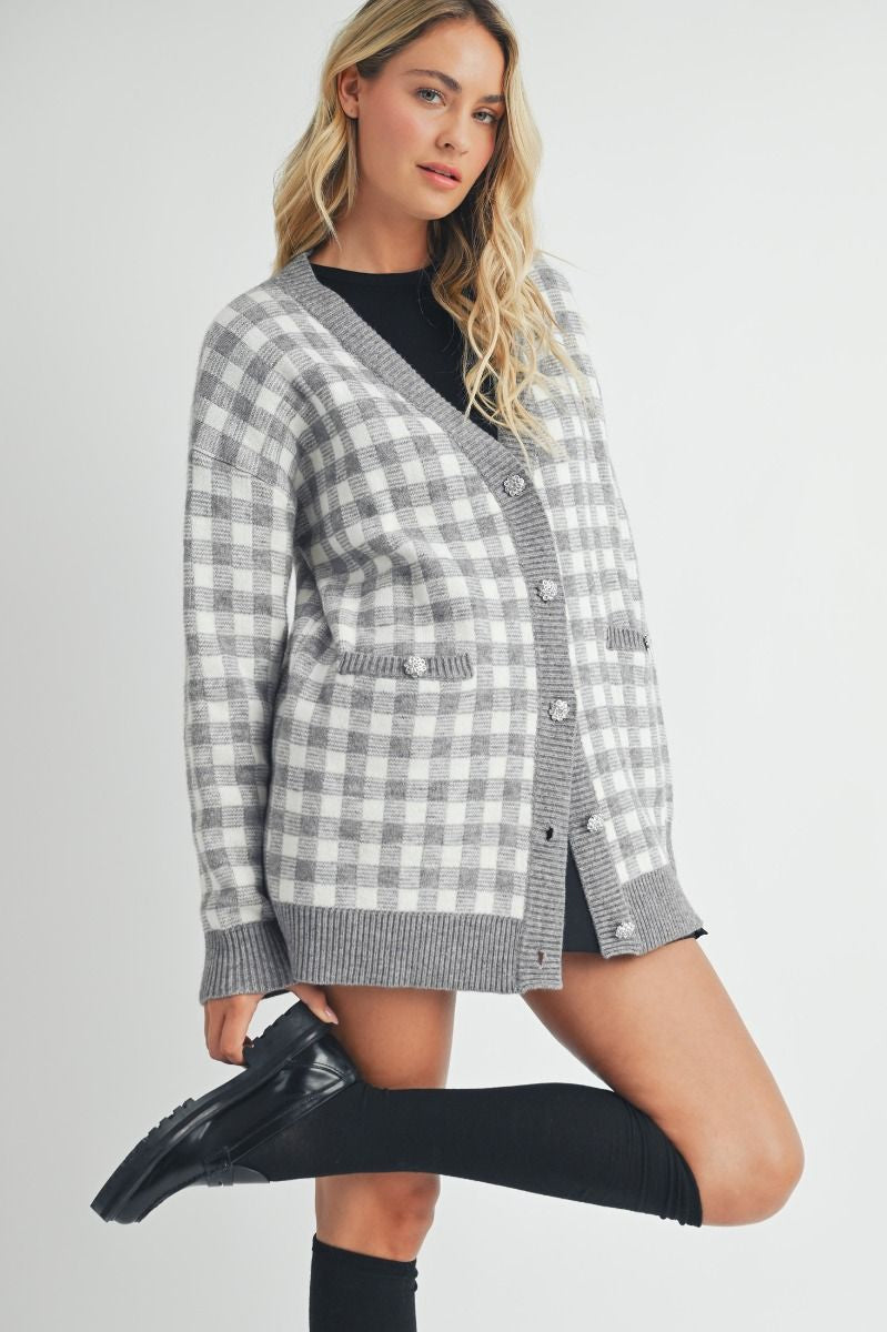 Plaid Sweater Cardigan