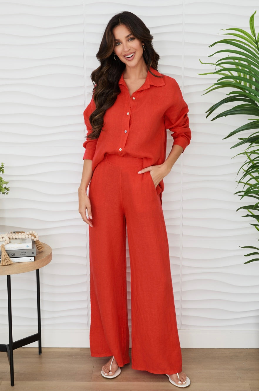 Linen Hi-Lo Long Sleeve