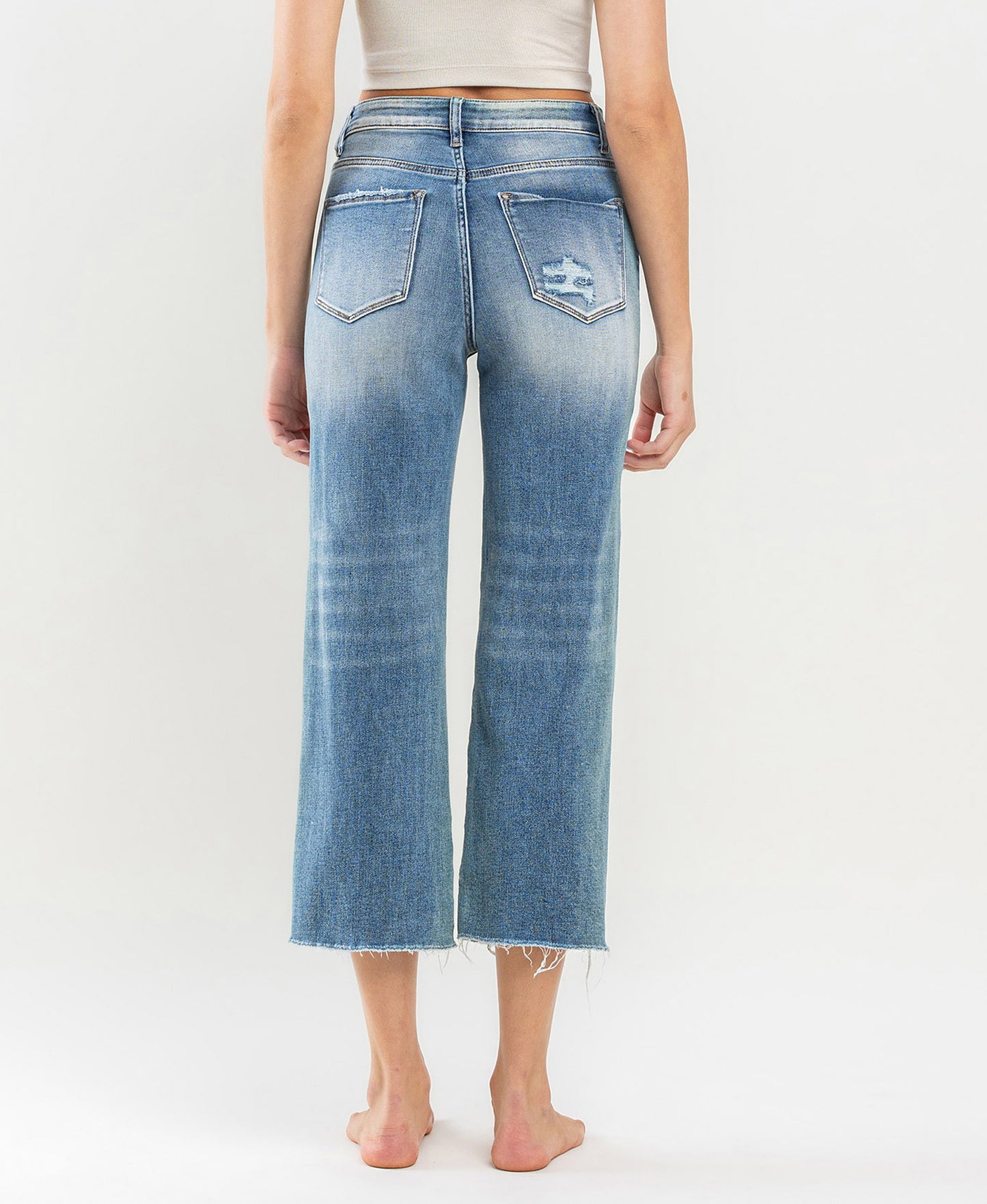 Vervet - Super High Rise Raw Hem Wide Leg Jeans