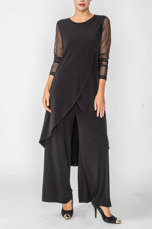 Front overlap see through sleeve top