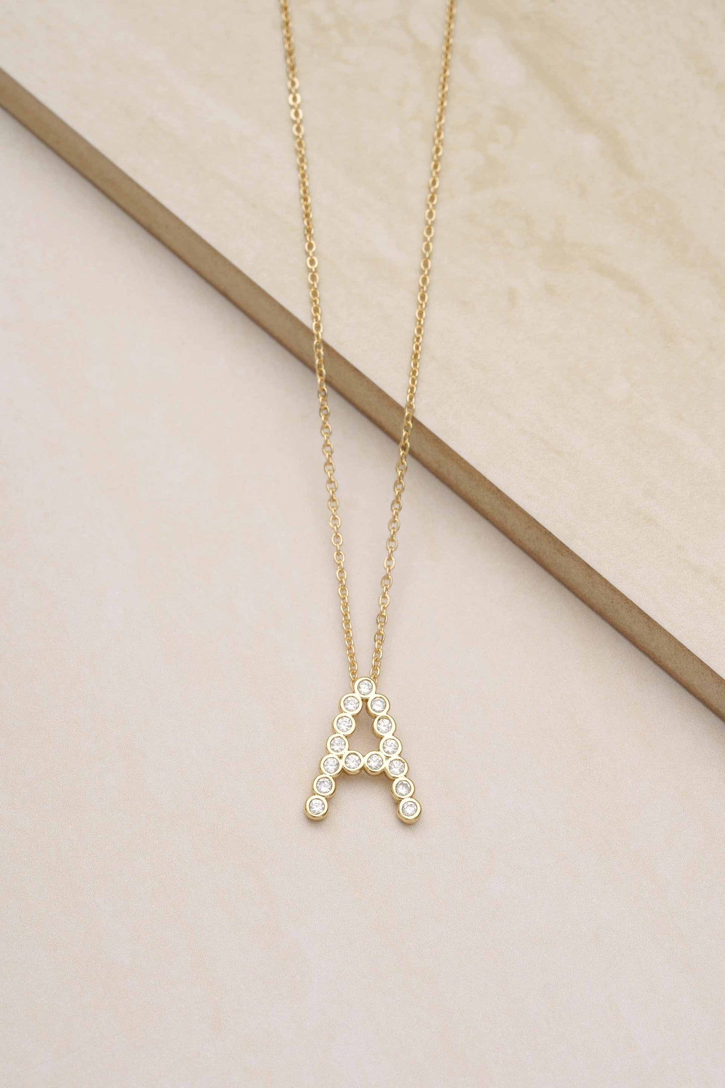 Ettika - Simple Crystal Initial 18k Gold Plated Necklace