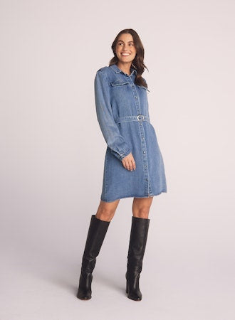 Flap Pocket Belted Shirt Dress