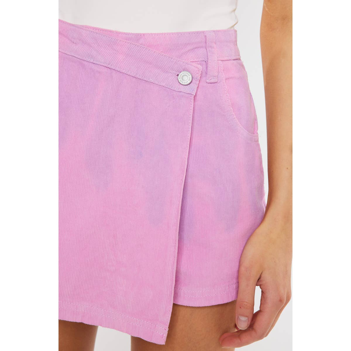 High Rise Skort Rigid Crossover Zip Fly