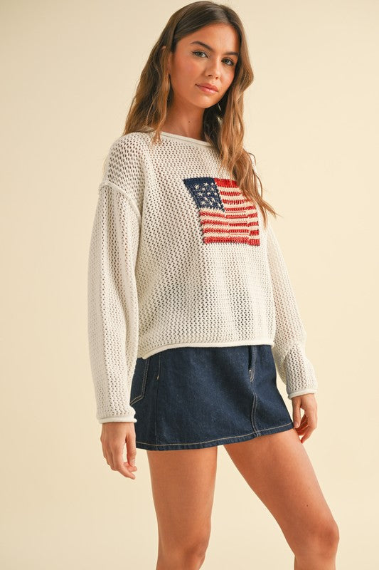Flag Knitted Sweater Top