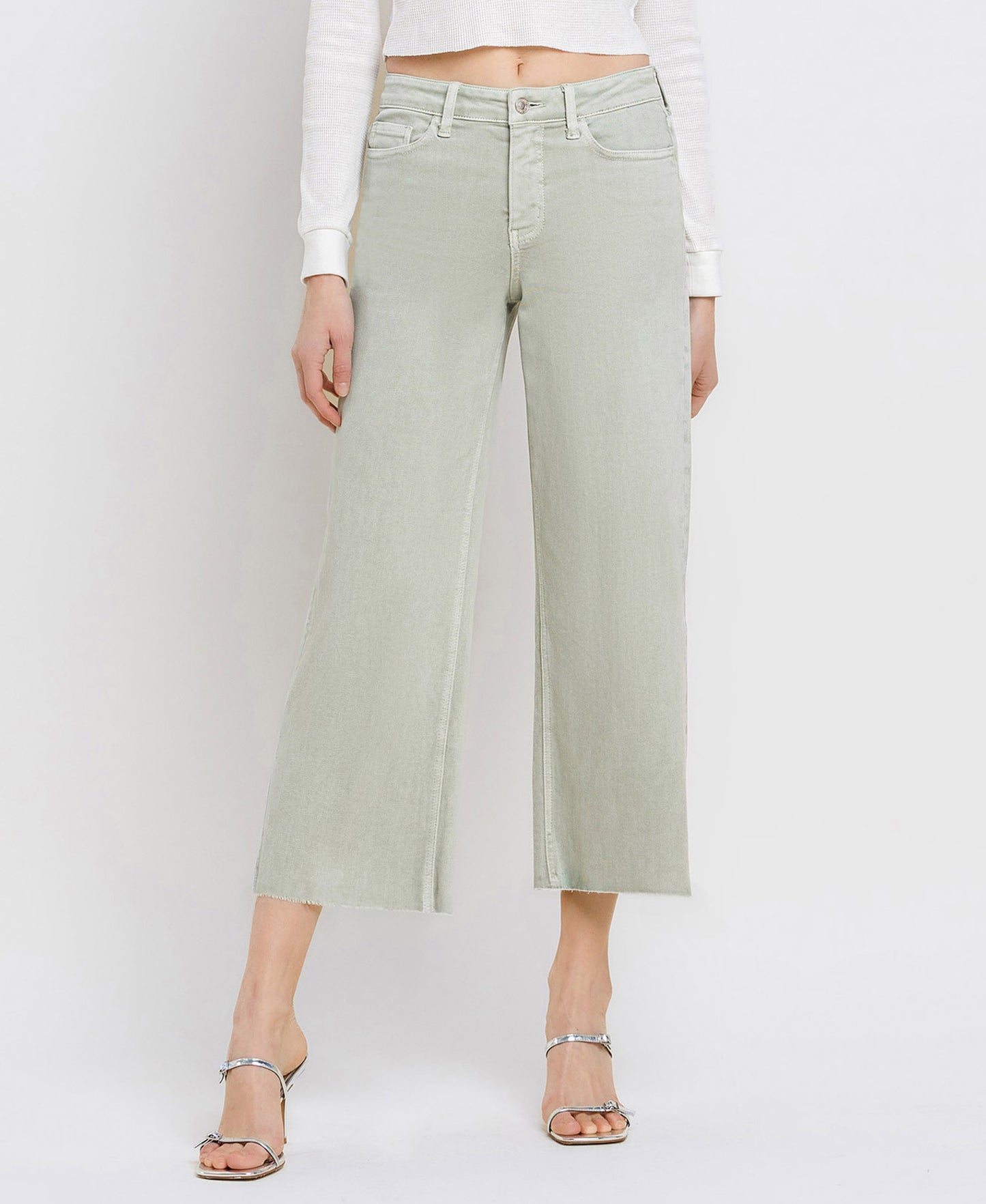 High Rise Crop Wide Leg Jeans