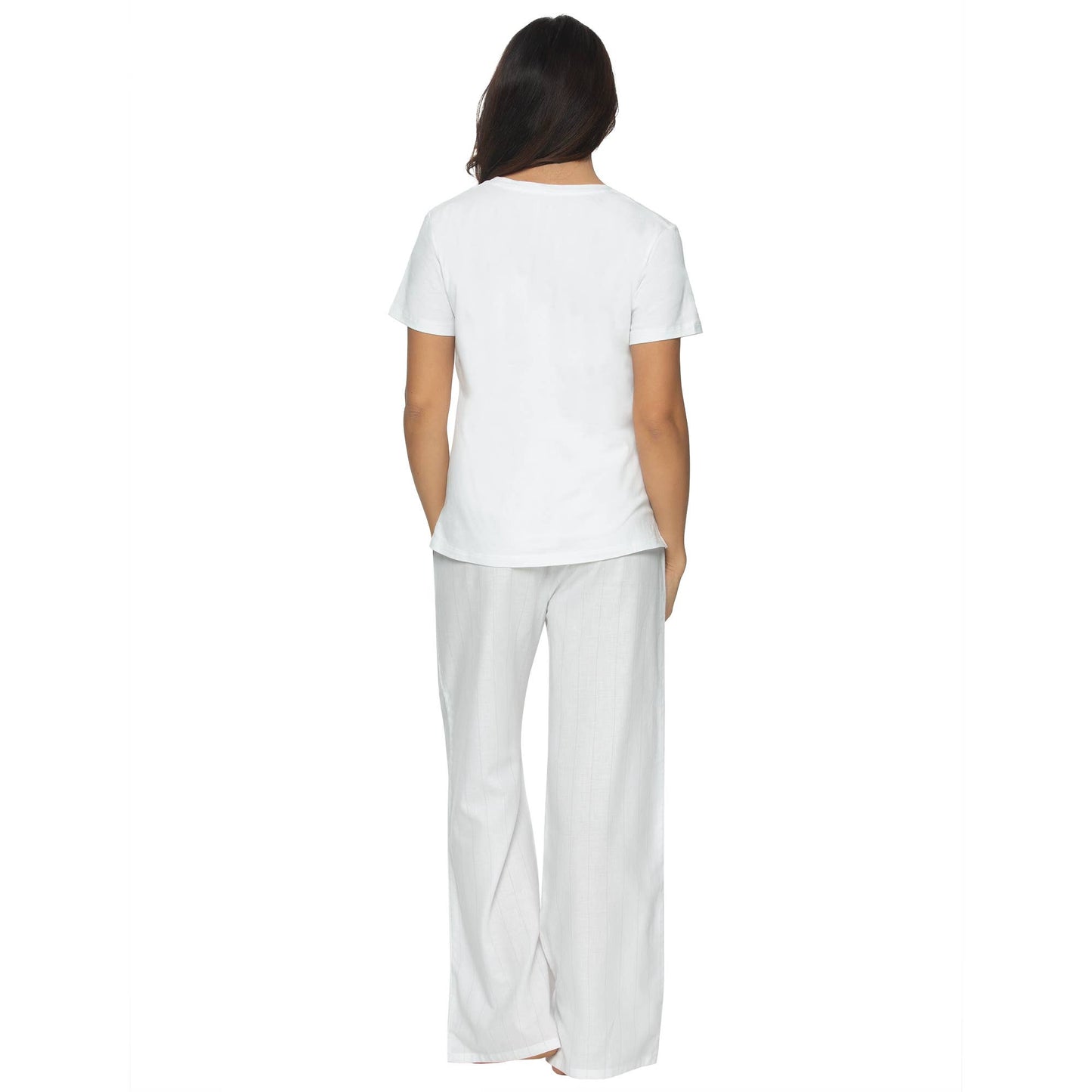 Mirielle Cotton Twill Short Sleeve PJ Set - White