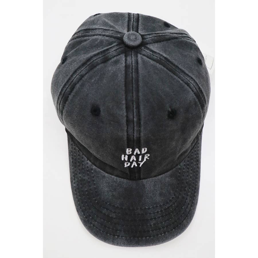 Bad Hair Day Embroidered Washed Baseball Cap