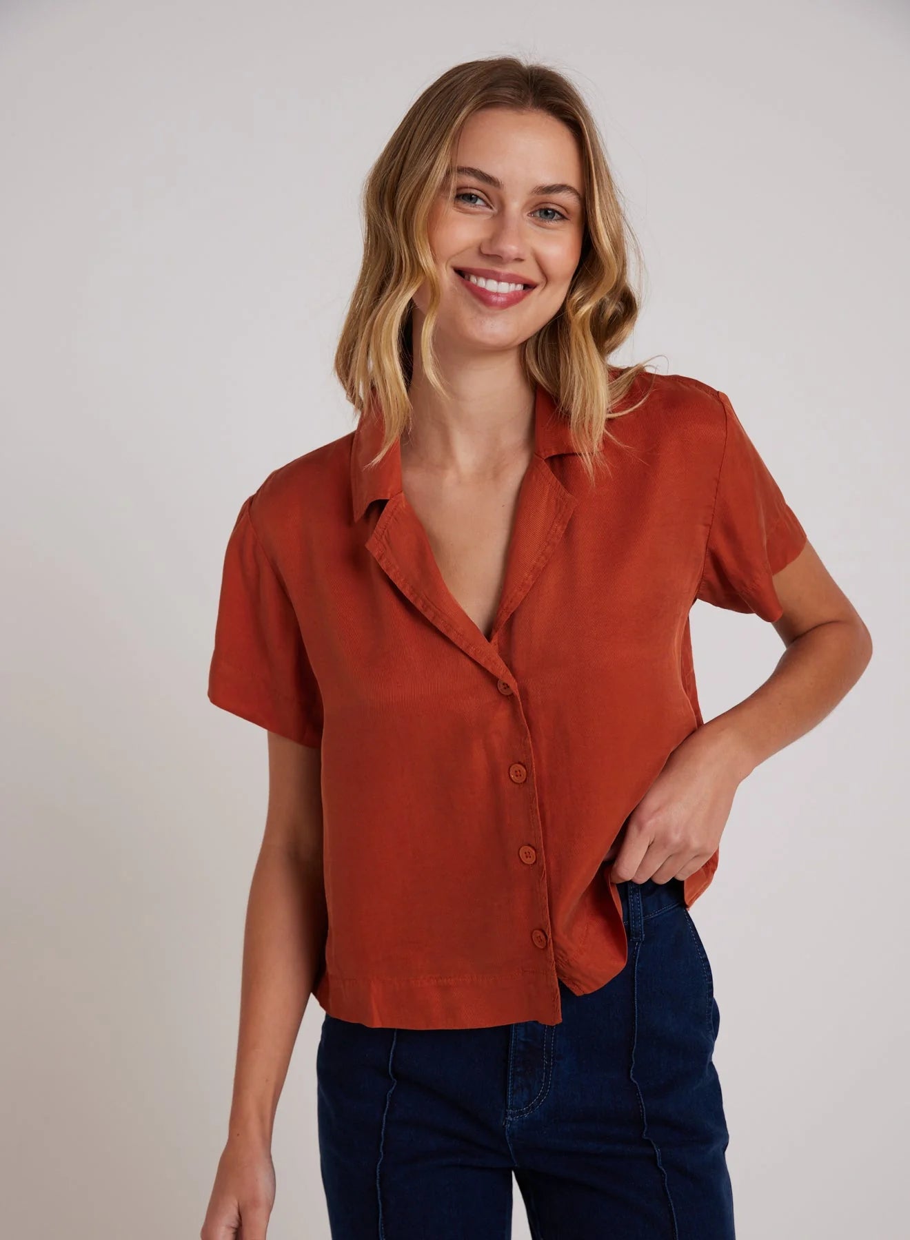 Short Sleeve Flowy Button Down