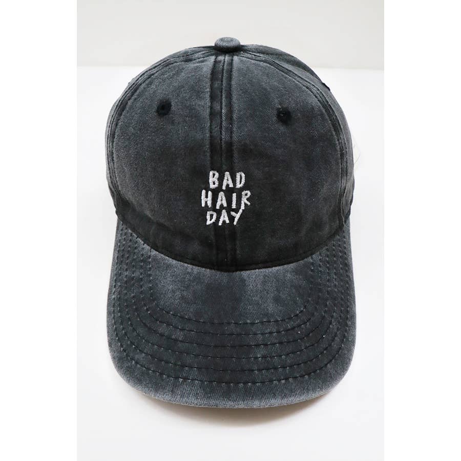 Bad Hair Day Embroidered Washed Baseball Cap