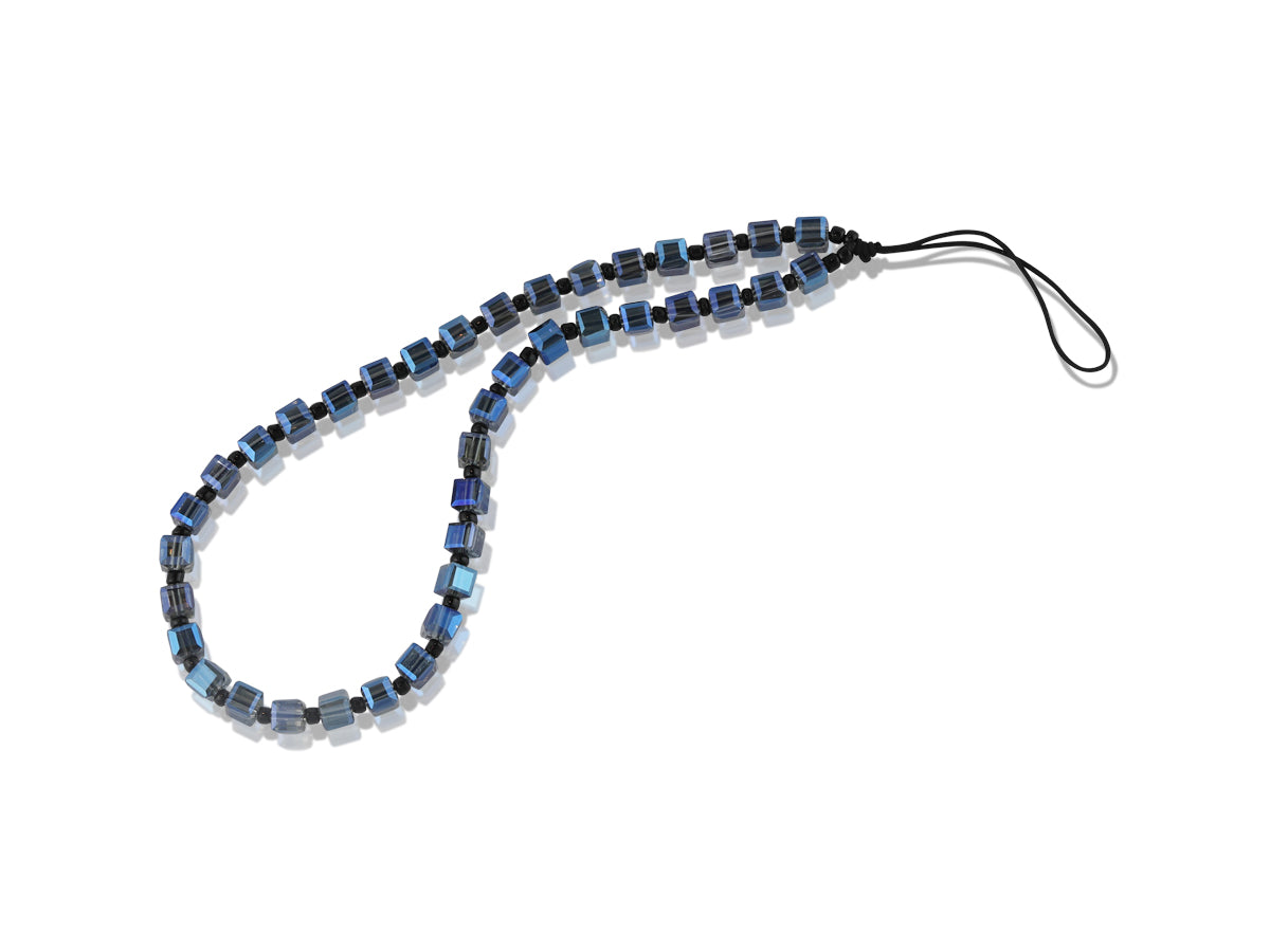 Blue Odette Square Bead Phone Strap