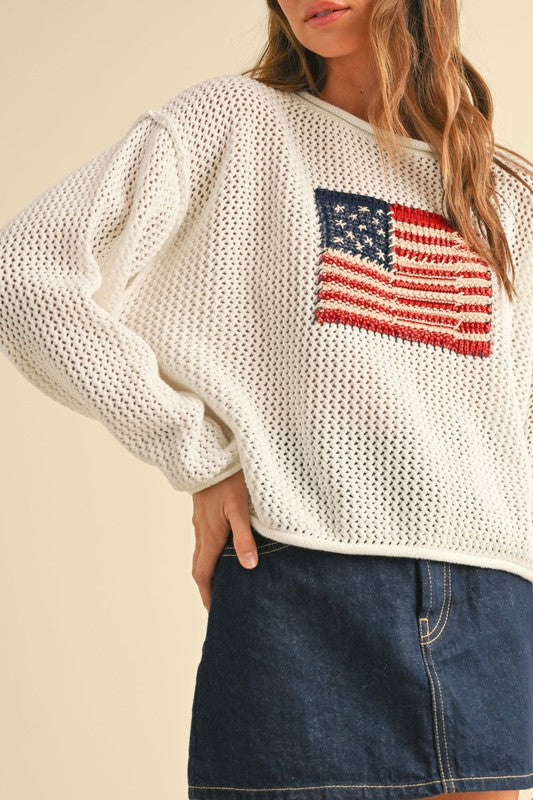 Flag Knitted Sweater Top