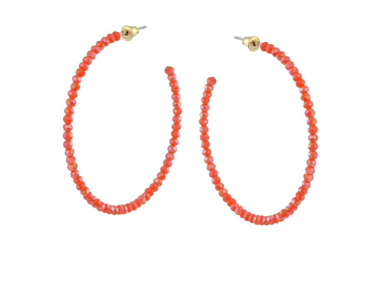 Circle Beaded Oversized Hoop Earrings