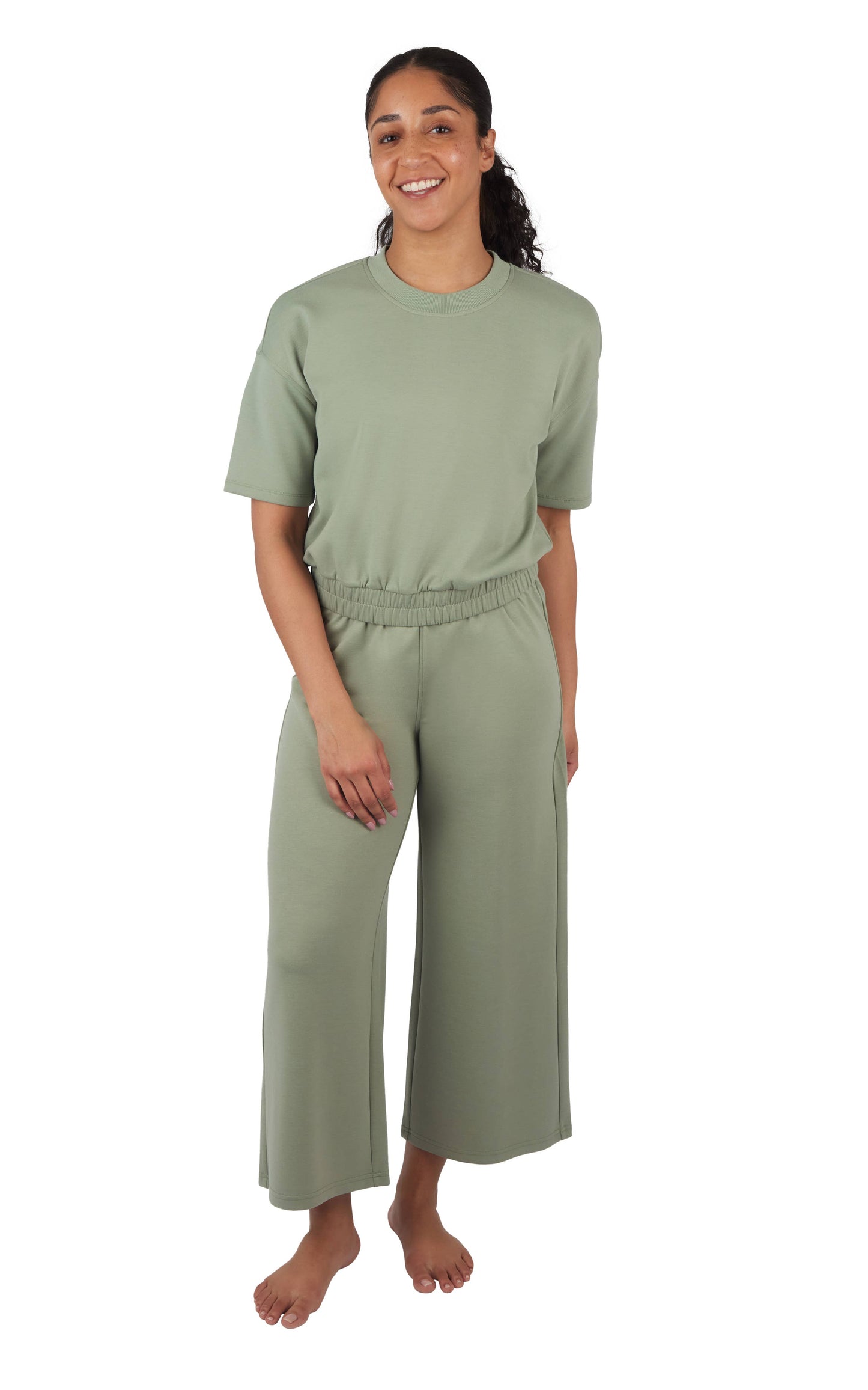 Scuba Crew Neck Top and Wide Pant - 2 PC SET