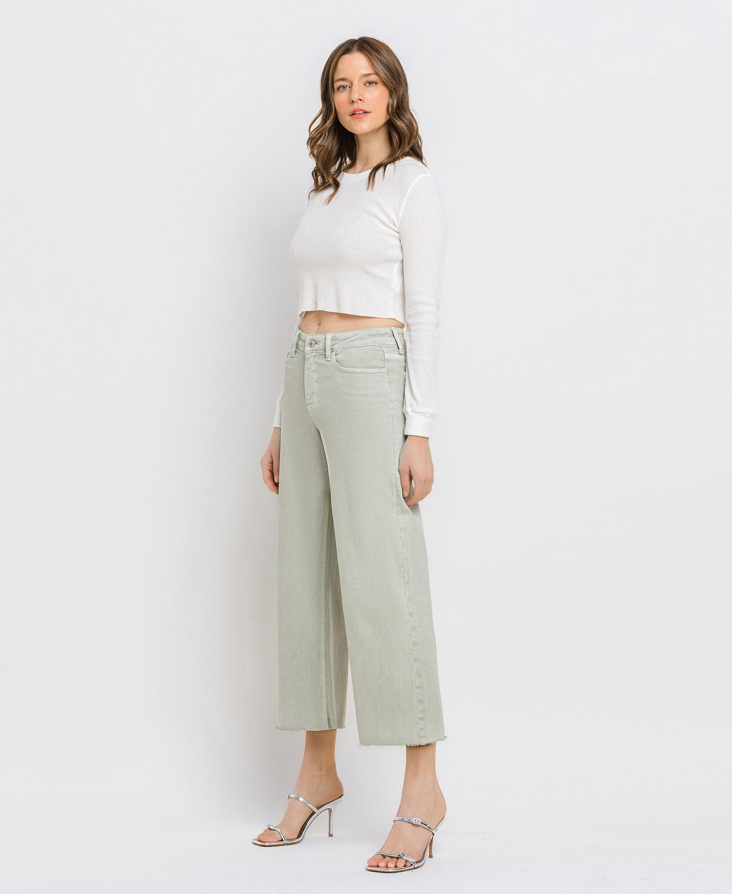 High Rise Crop Wide Leg Jeans