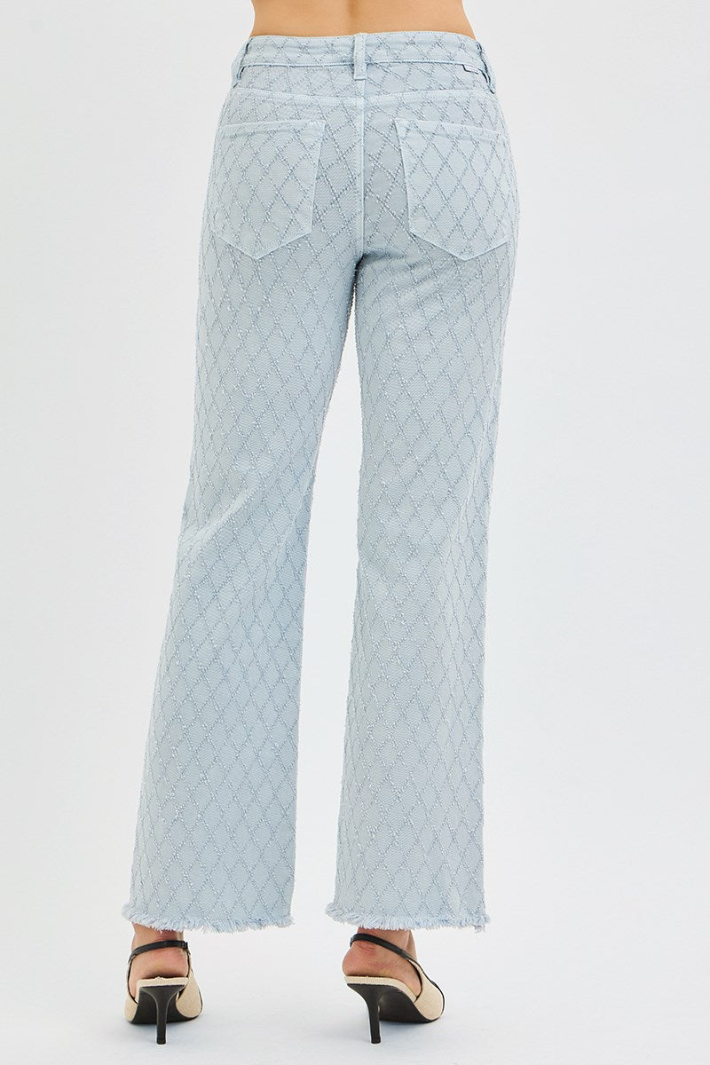 High Rise Ankle Straight Textured Jeans