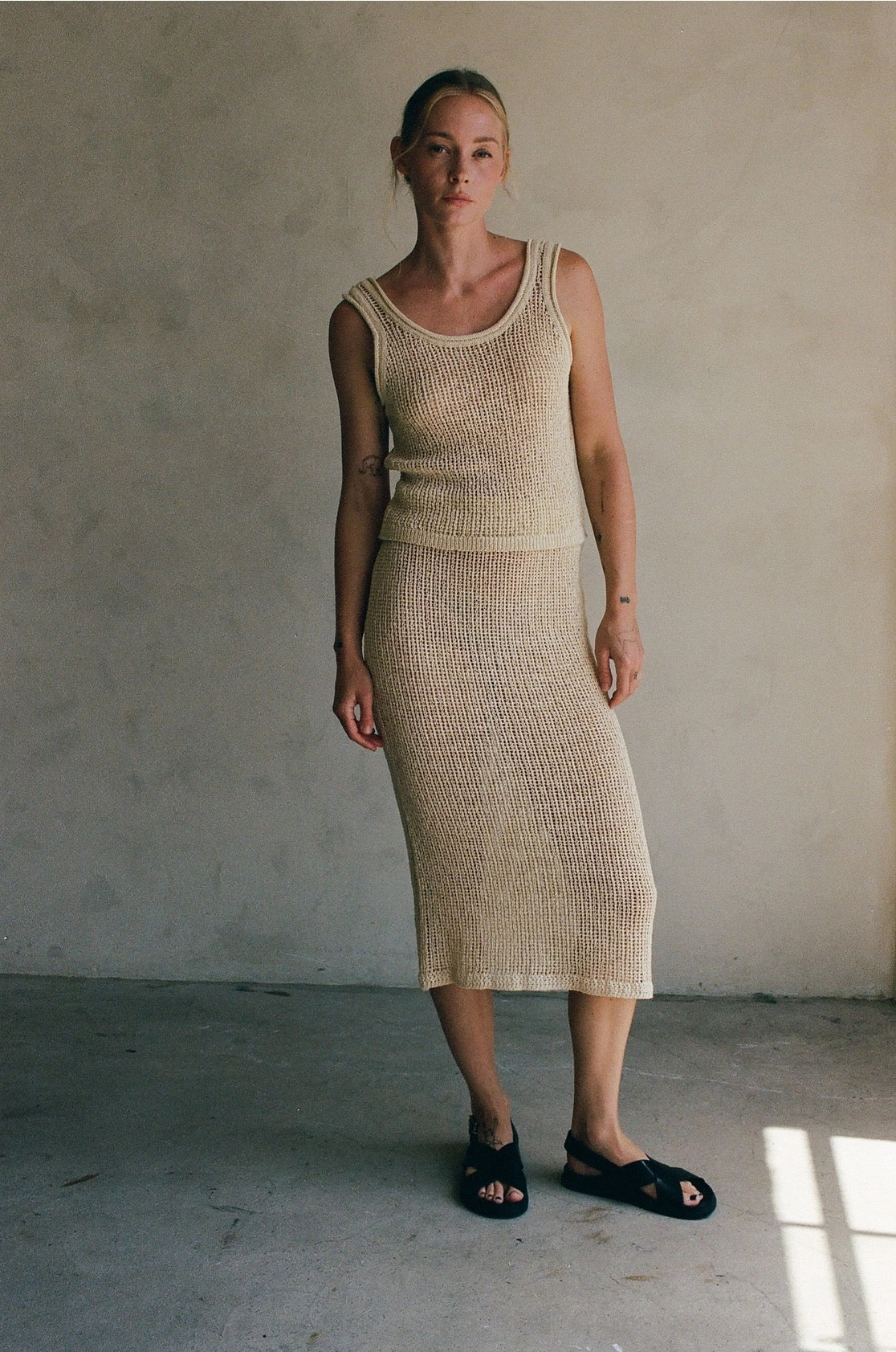 Knit Polyester Cotton Sweater Ribbed Tank