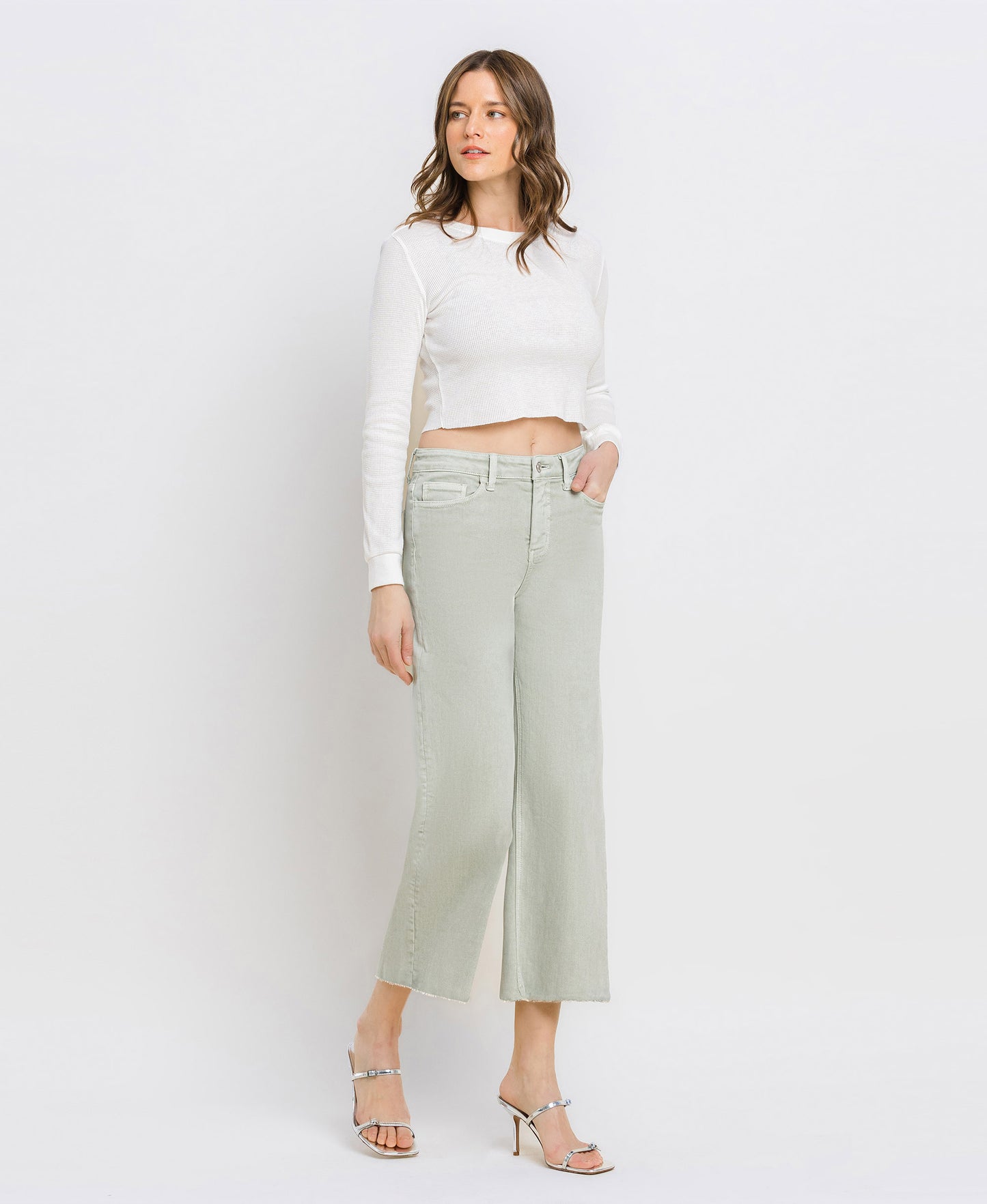 High Rise Crop Wide Leg Jeans